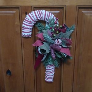Handmade ribbon country/shabby chic candy cane wreath